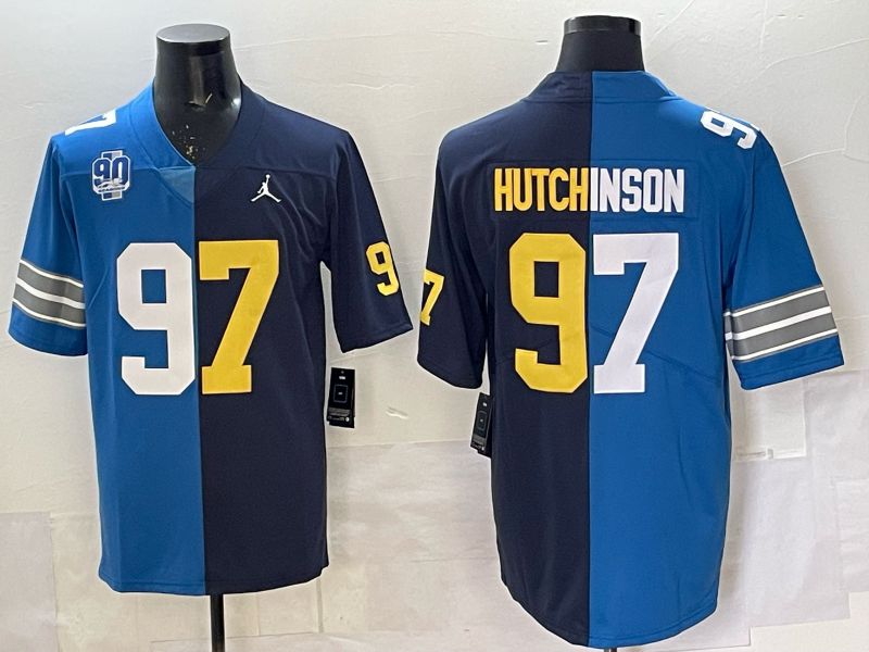 Men 2025 Detroit Lions #97 Hutchinson Blue black Limited NFL Jersey style 037